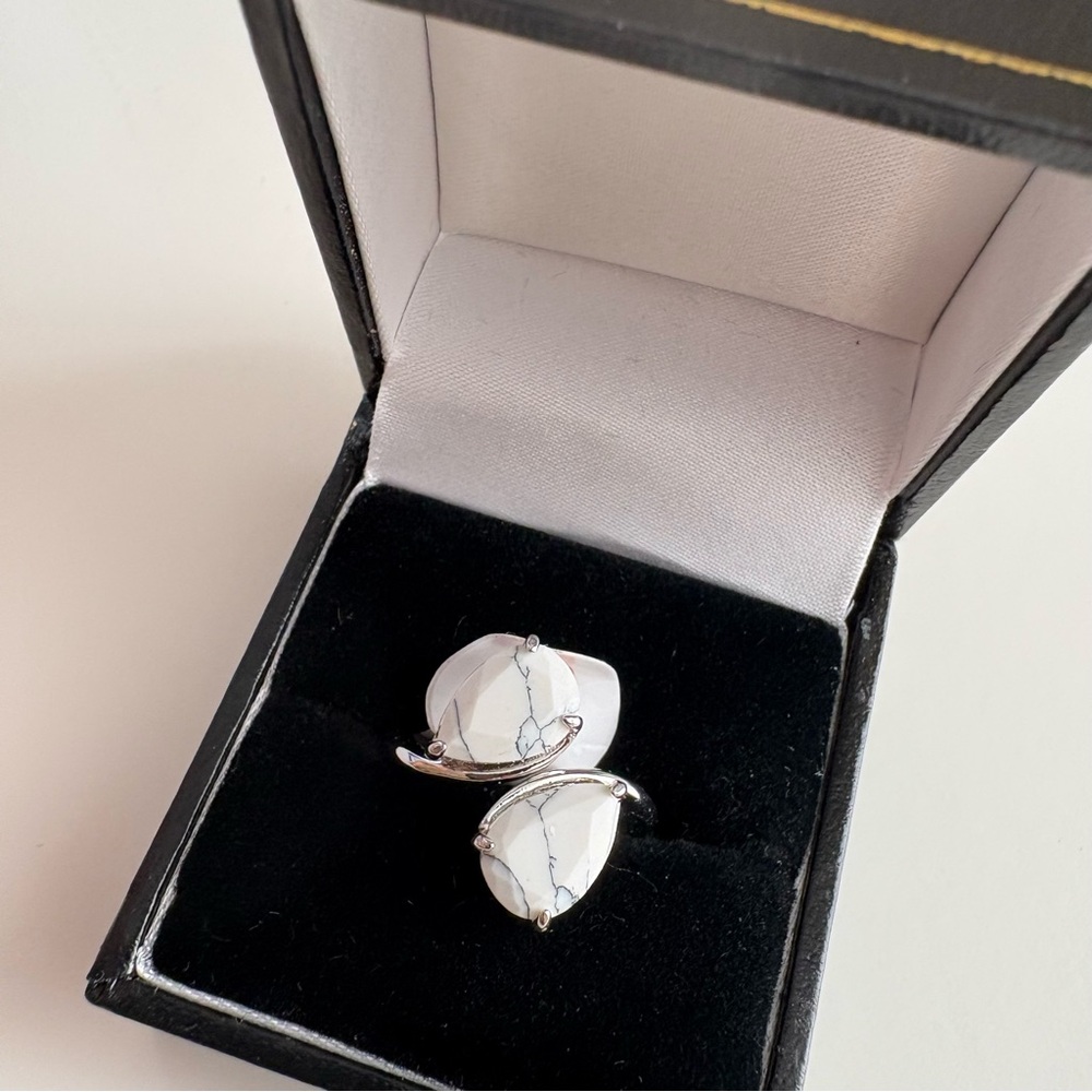 Bomb Party To Have & Hold Ring RG13258 Howlite Magnesite Rhodium Plating - Picture 5 of 8